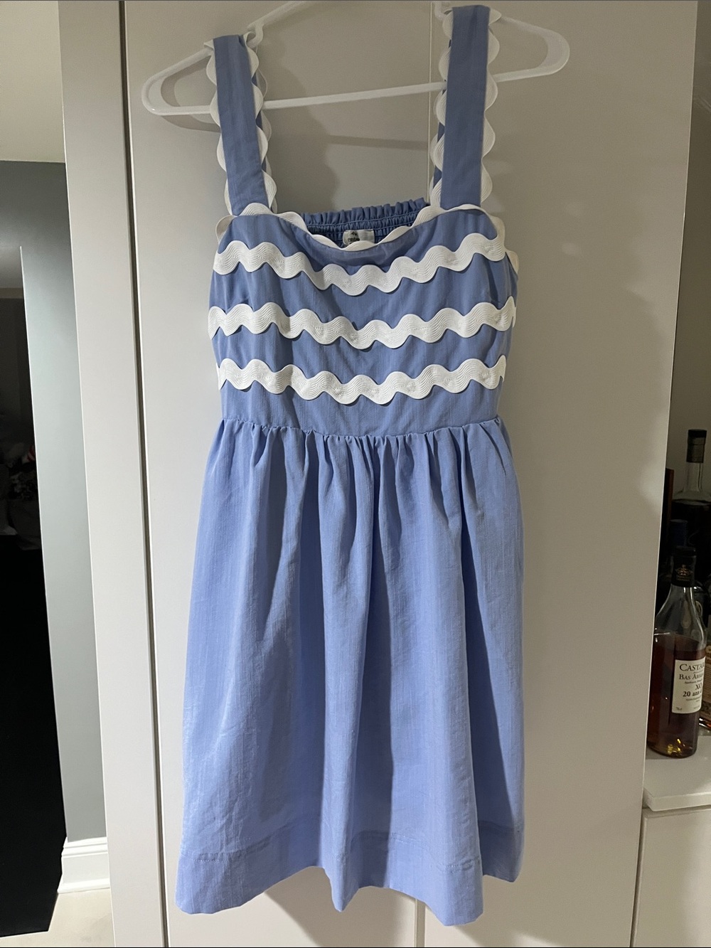 entro Light Blue Sundress with White Wave Trim